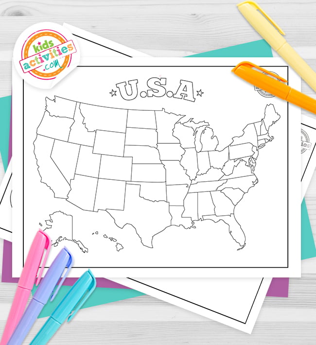 Coloriages de la carte des États-Unis