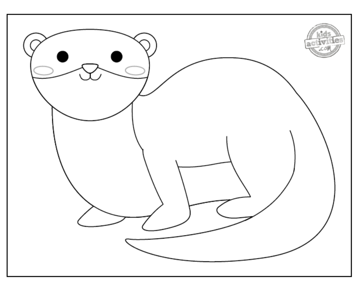 Page de coloriage de loutre - feuille de coloriage imprimée en fichier pdf noir et blanc - Blog d'activités pour enfants