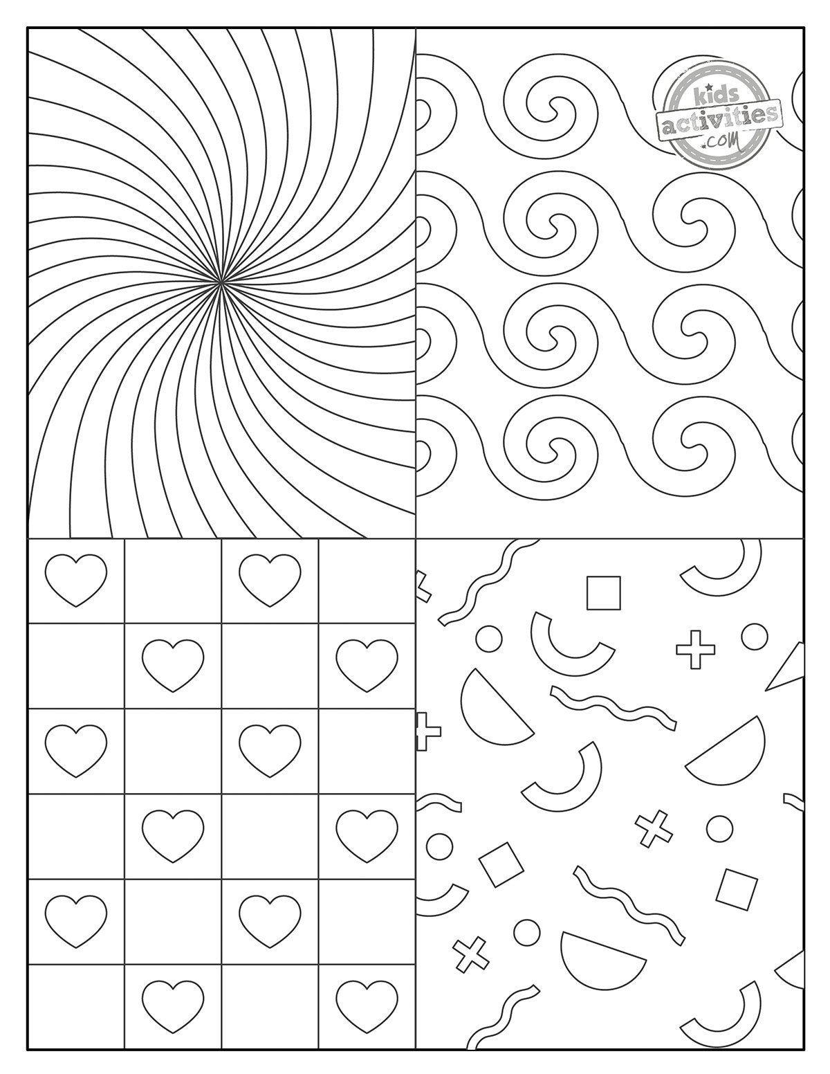 Motifs imprimés en noir et blanc pour dessiner des imprimables à utiliser comme source d'inspiration pour des croquis pour enfants et adultes.  version pdf imprimée du blog d'activités pour enfants. 
