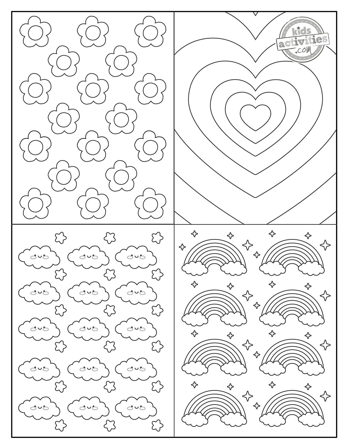 Motifs imprimés en noir et blanc pour dessiner des imprimables à utiliser comme source d'inspiration pour des croquis pour enfants et adultes.  version pdf imprimée du blog d'activités pour enfants. 
