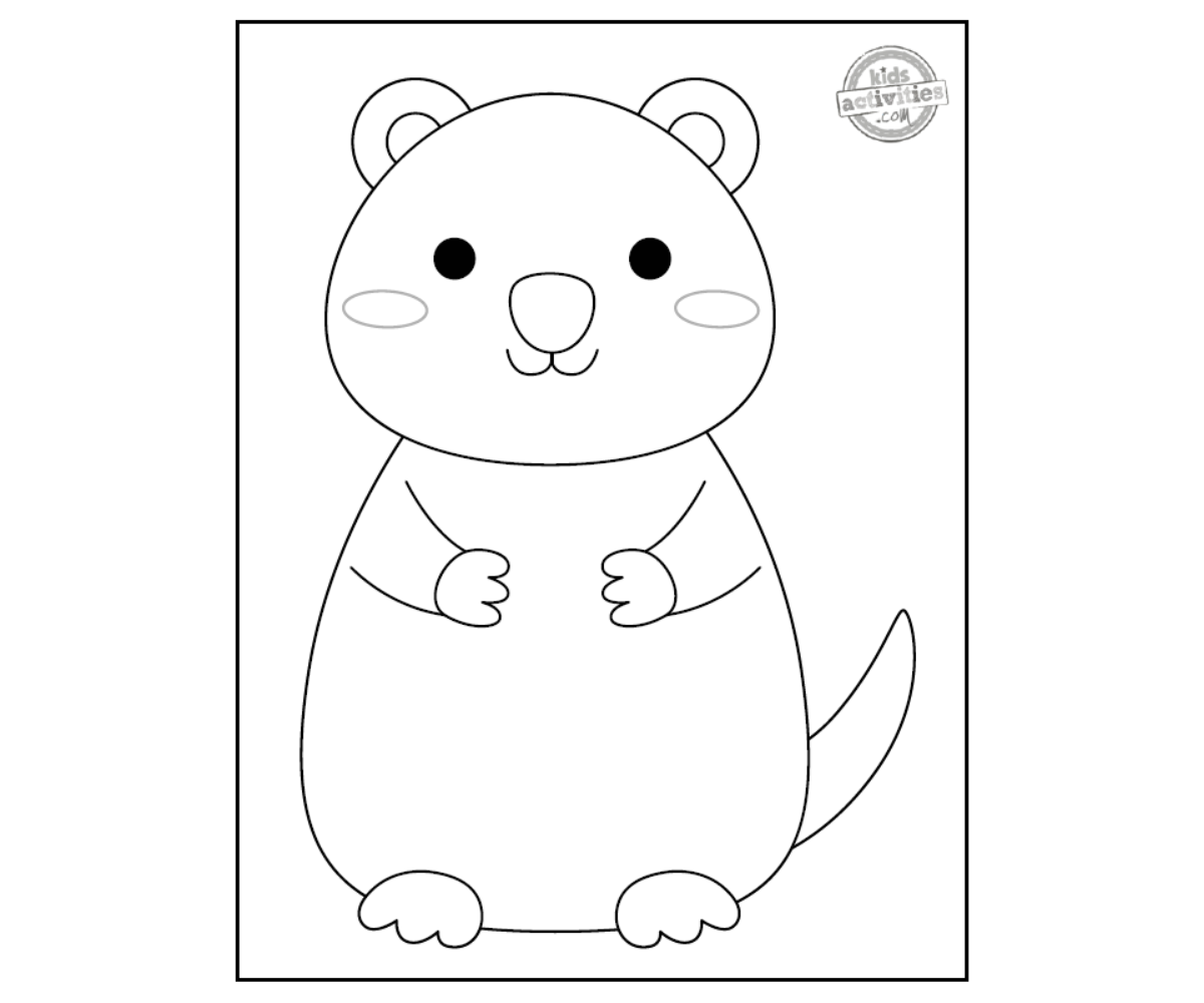 Coloriage Quokka imprimé fichier pdf noir et blanc - blog d'activités pour enfants