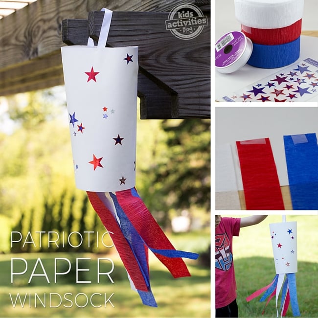Artisanat fini et images d'étapes pour Comment fabriquer une manche à air en papier patriotique -