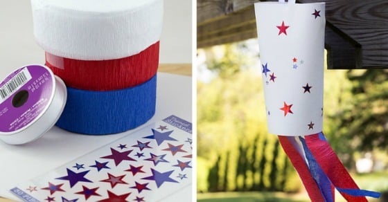 Artisanat de manche à air en papier patriotique facile pour les enfants