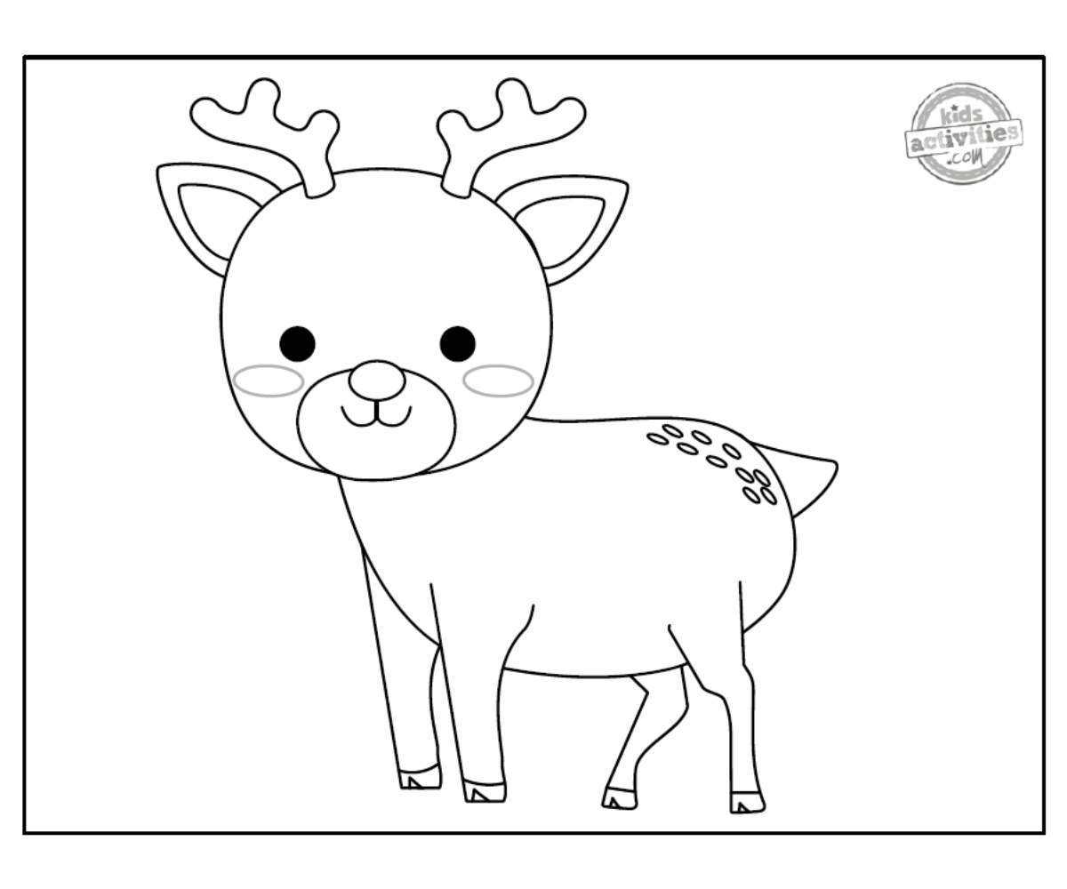 Page de coloriage de renne - feuille de coloriage de fichier pdf imprimé en noir et blanc - blog d'activités pour enfants