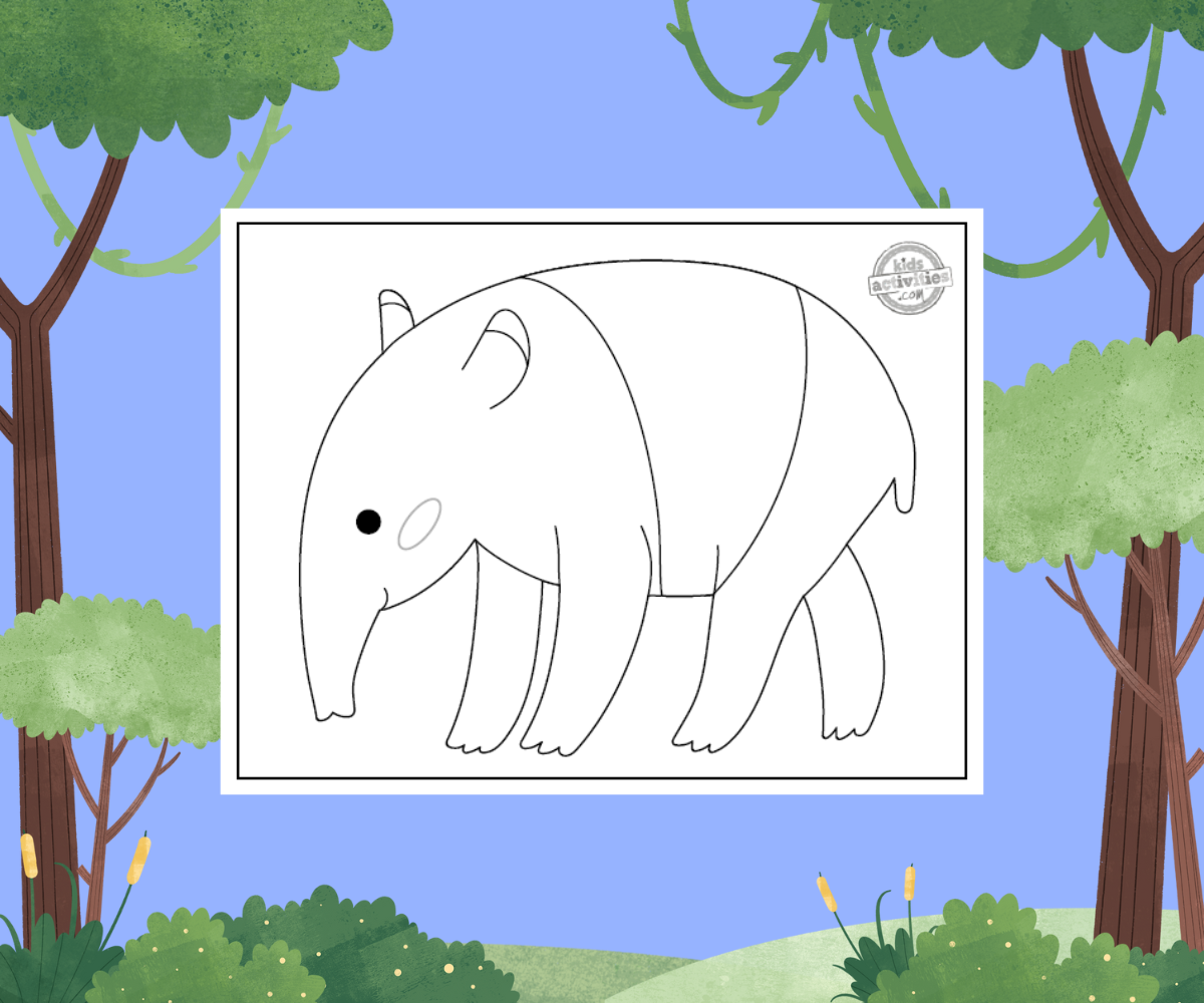 Coloriage de Tapir sur fond de forêt - blog d'activités pour enfants