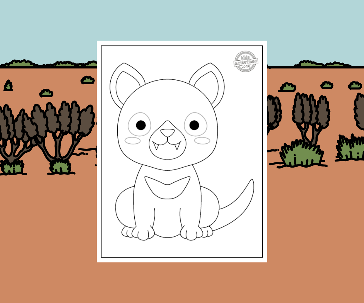 Feuille de coloriage du diable de Tasmanie sur fond de forêt aride - blog d'activités pour enfants