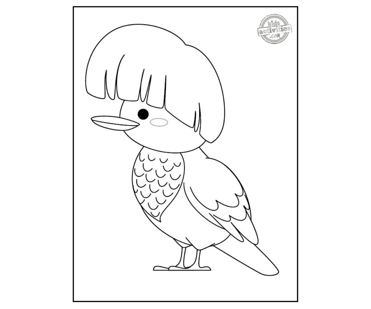 Coloriage oiseau parapluie noir et blanc imprimé fichier pdf - blog d'activités pour enfants