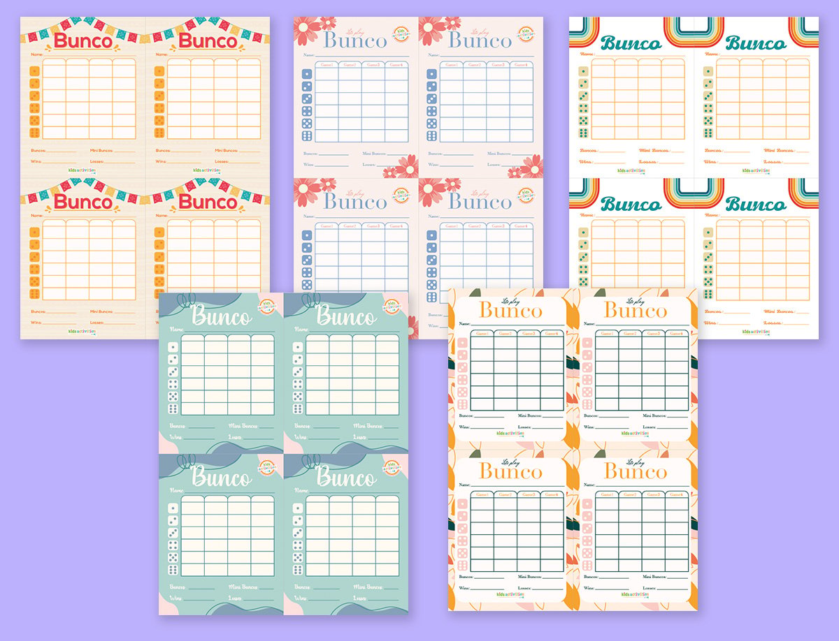 Créez une boîte de fête Bunco avec des feuilles de score Bunco imprimables gratuites