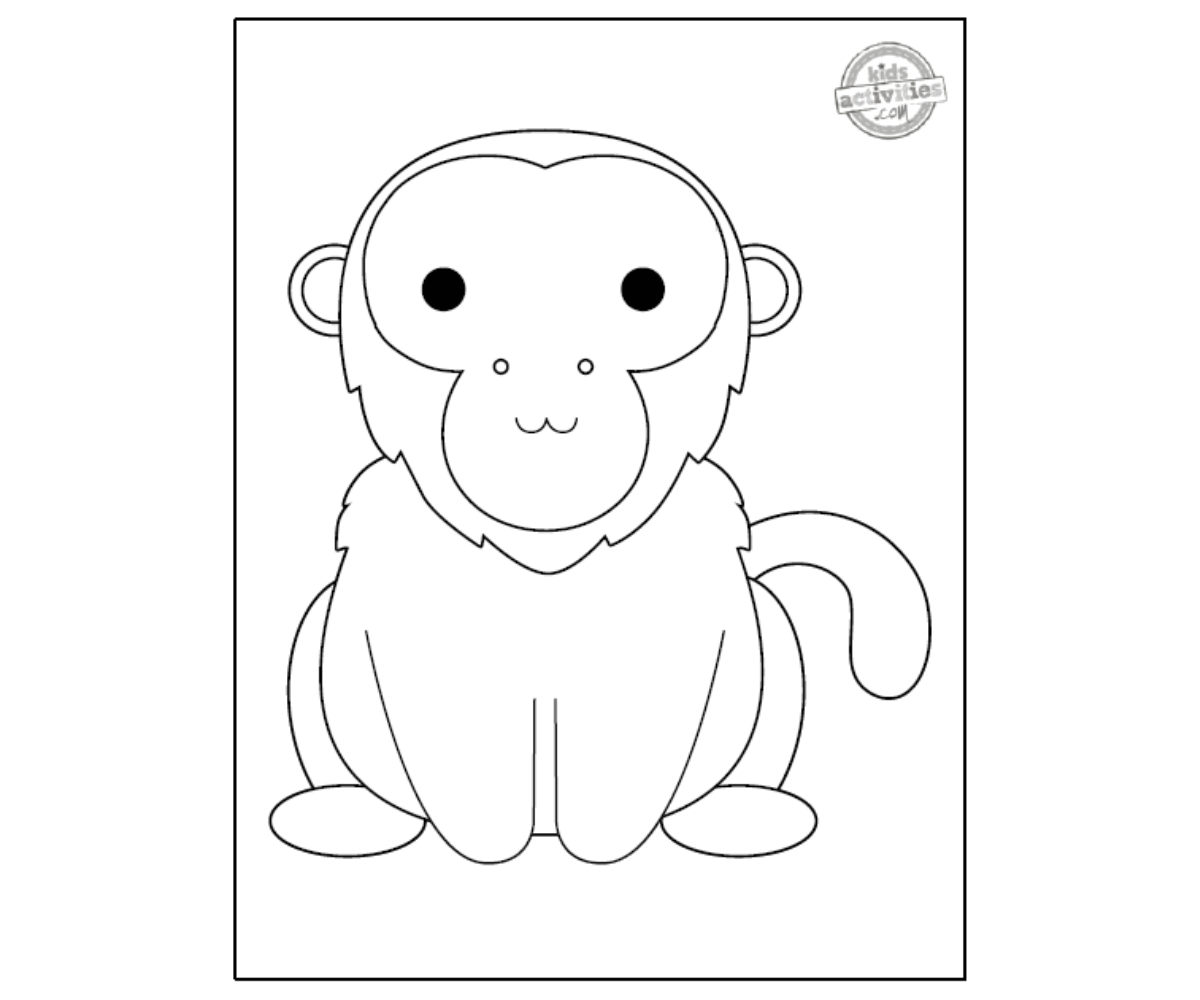 Coloriage Uakari noir et blanc imprimé fichier pdf feuille de coloriage - blog d'activités pour enfants