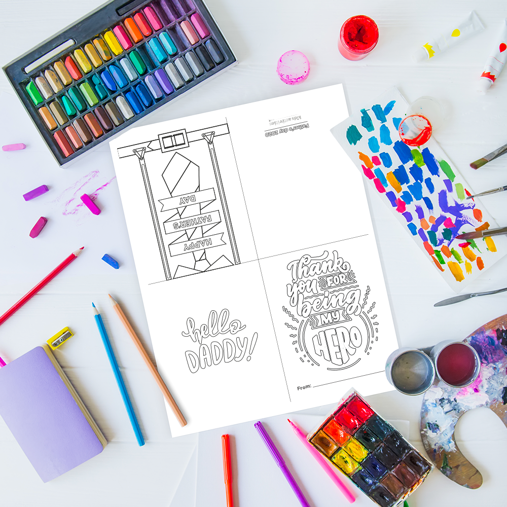 2ème version de la carte de fête des pères imprimable gratuite du blog Kids Activities - affiche la version "bonne fête des pères" sur fond blanc