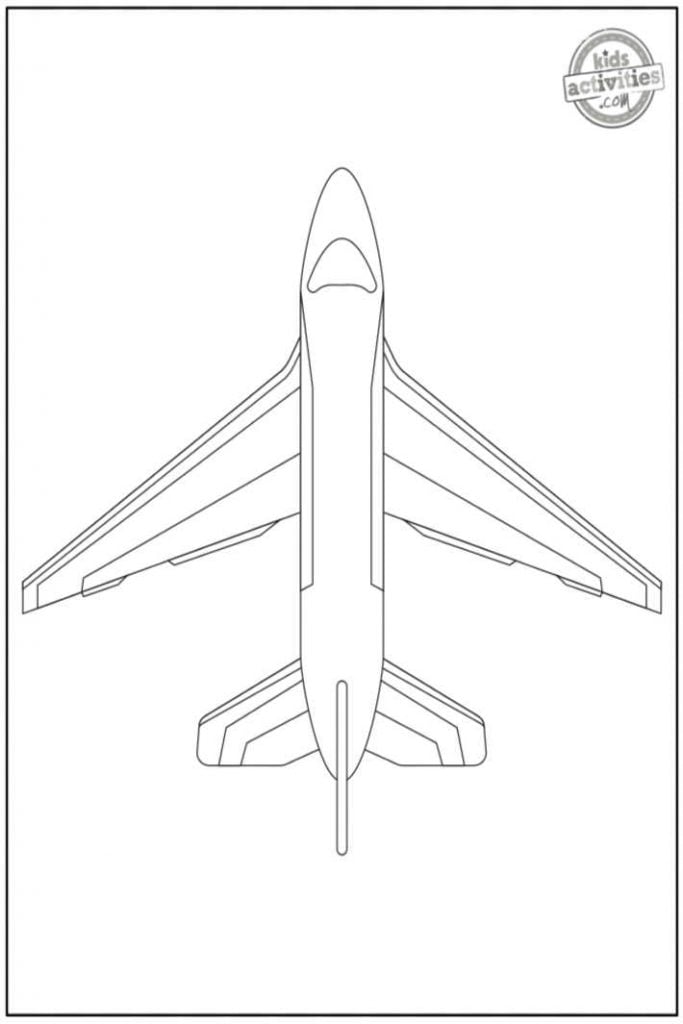 Pages à colorier de jet imprimées en fichier PDF montrant un jet réaliste