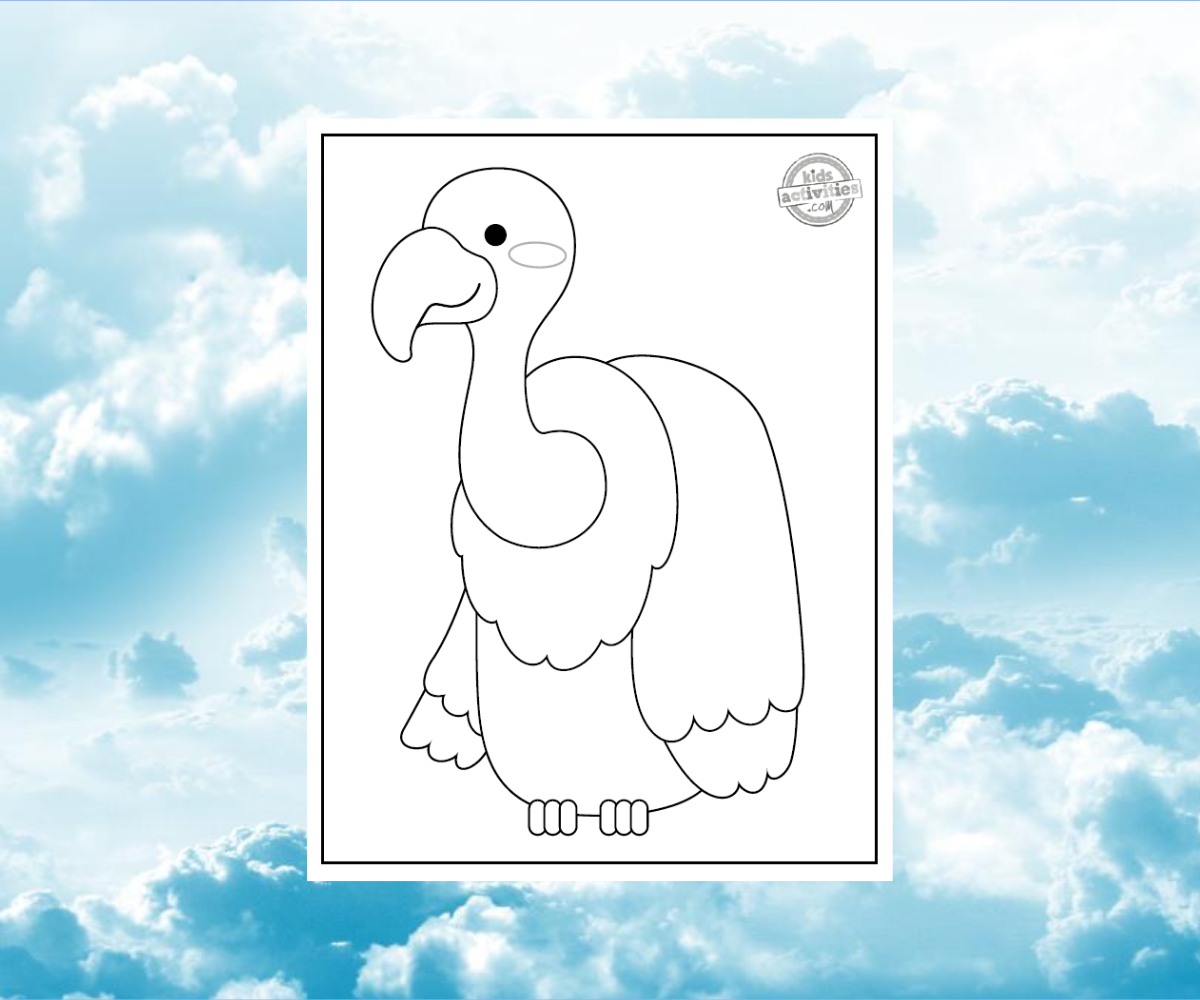 Coloriage de vautour sur fond de ciel - blog d'activités pour enfants