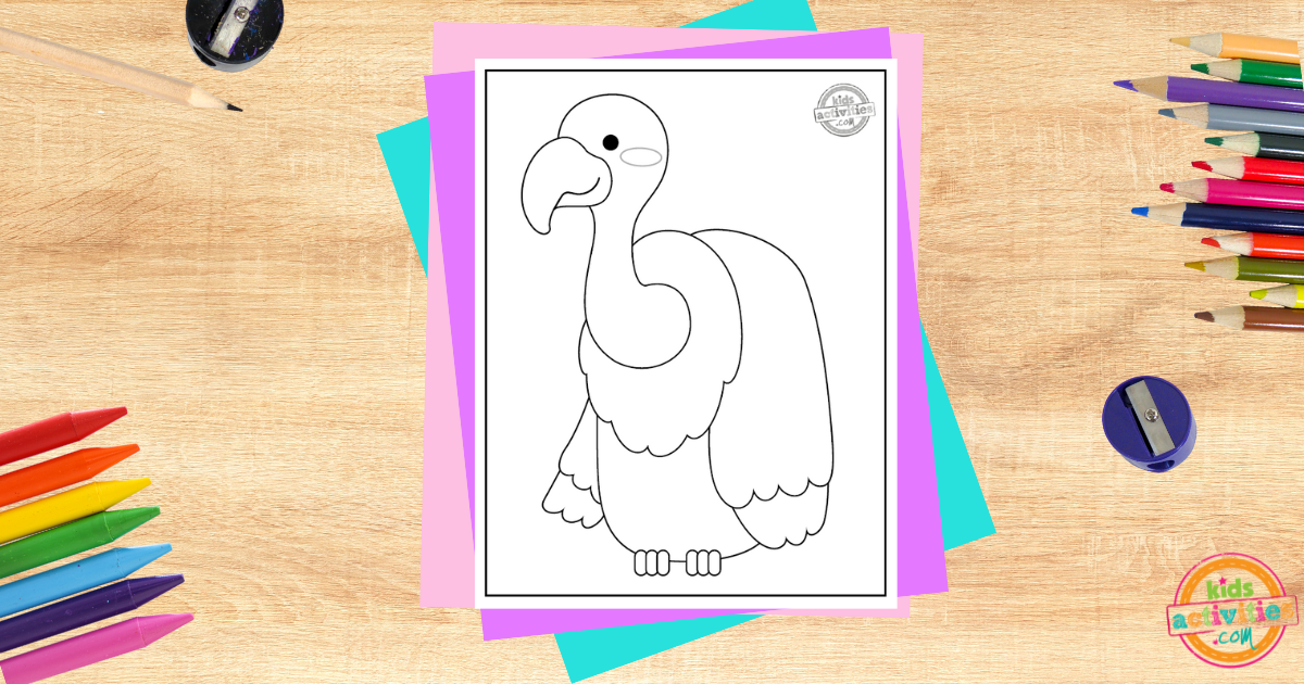 Page de coloriage de vautour imprimable pour les enfants
