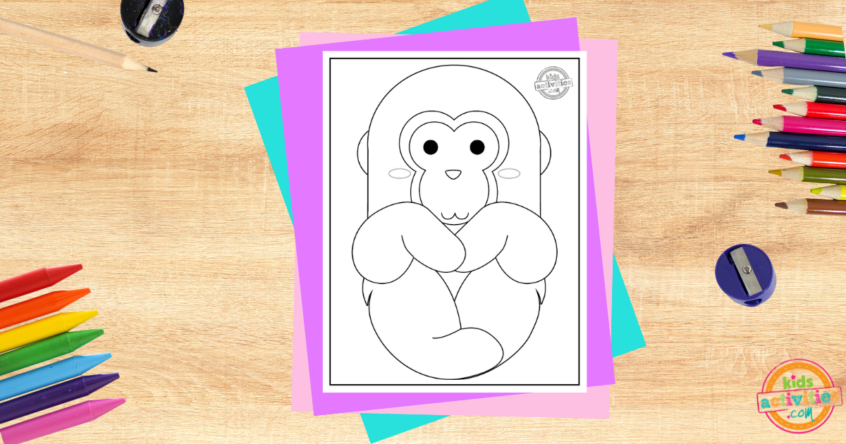 Page de coloriage d'un macaque japonais mignon