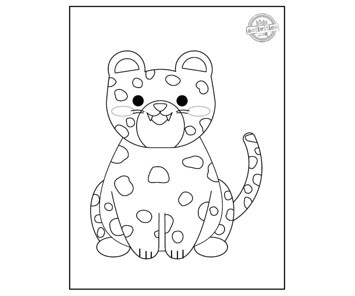 Page de coloriage Jaguar - fichier PDF imprimé en noir et blanc - blog d'activités pour enfants