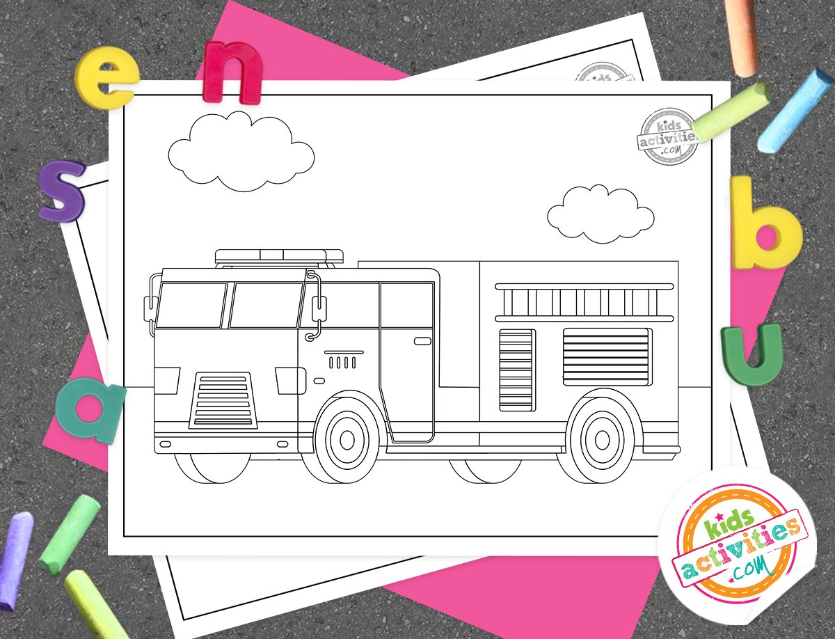Coloriages de camions de pompiers à imprimer gratuitement