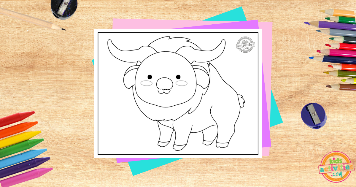 Page de coloriage super mignonne de Takin pour les enfants
