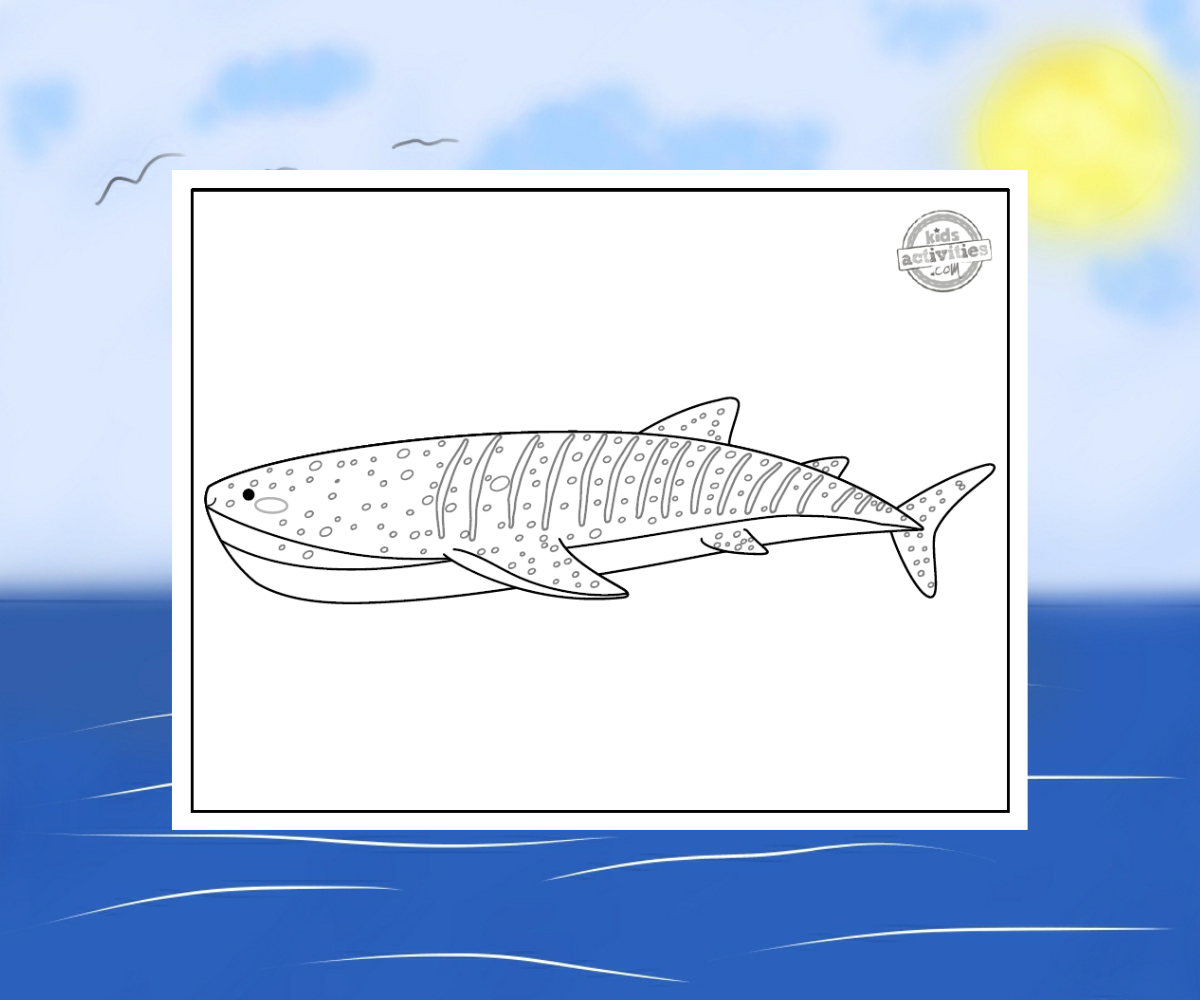 Coloriage de requin-baleine sur fond d'océan - Blog d'activités pour enfants