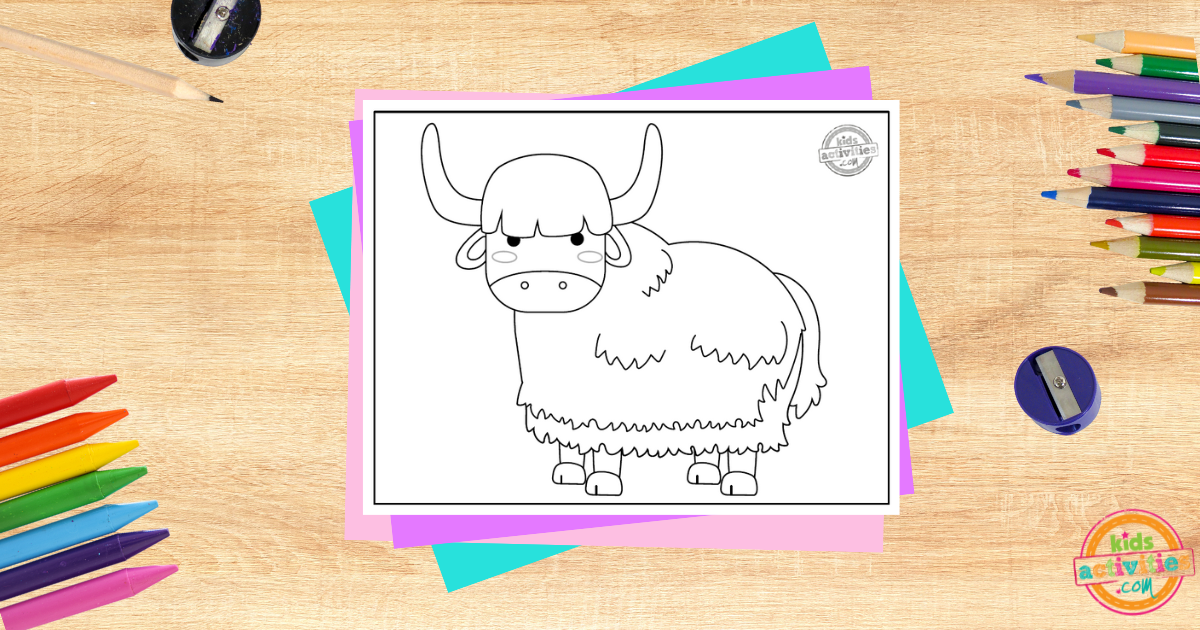 Page de coloriage de yak imprimable gratuite