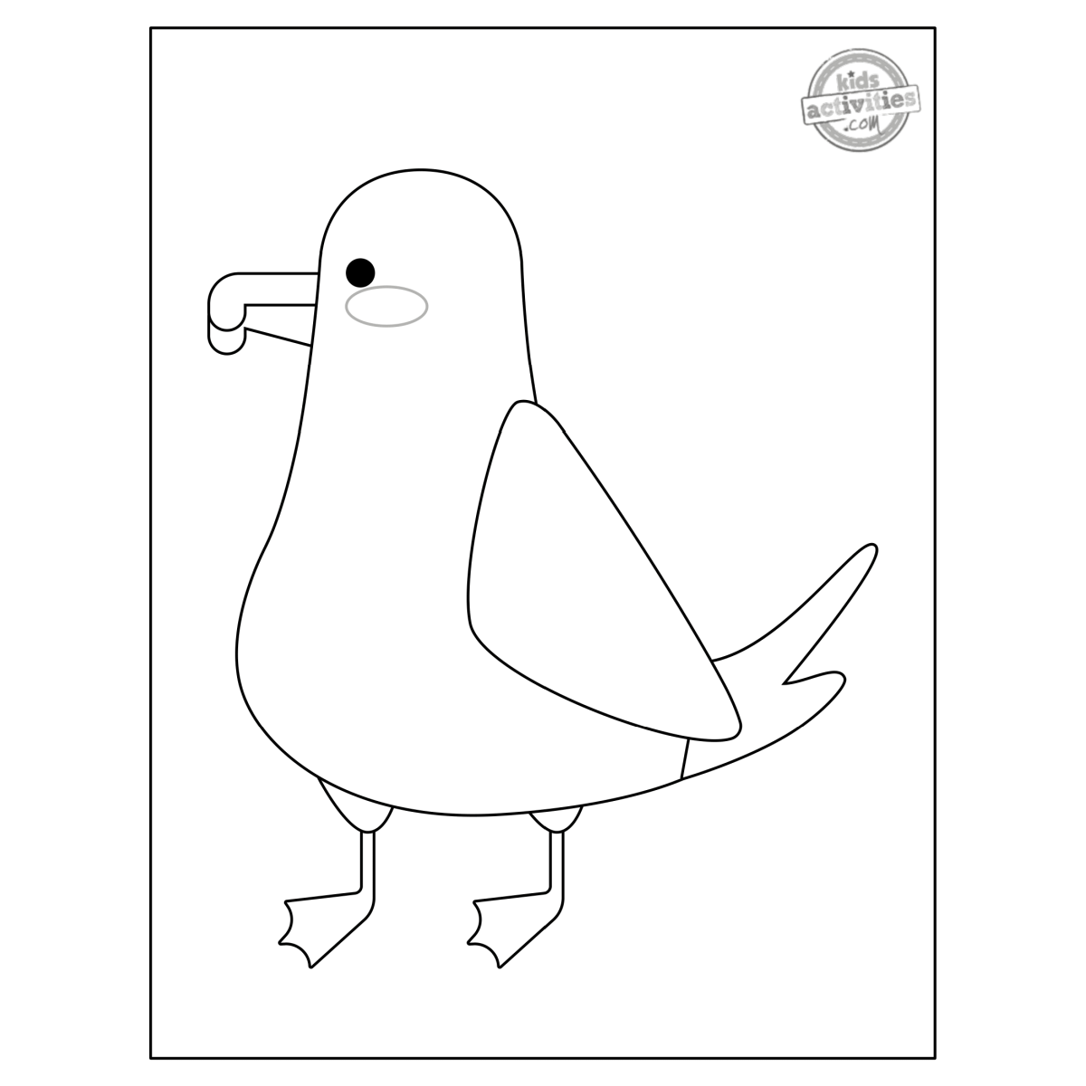 Page de coloriage d'albatros fichier PDF imprimé feuille de coloriage d'oiseau noir et blanc - Blog d'activités pour enfants