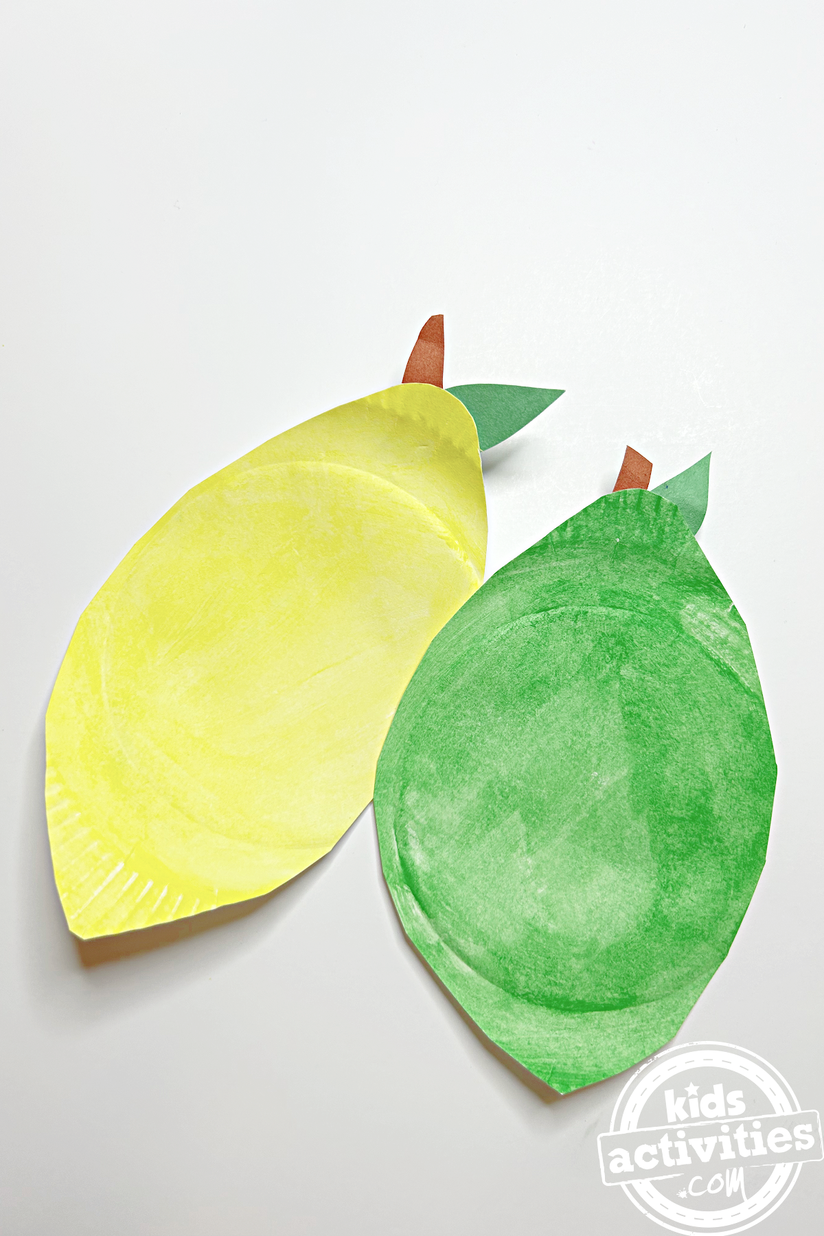 Bricolage terminé - Bricolage avec assiette en papier citron et citron vert - Assiettes en papier citron et citron vert terminées - Blog d'activités pour enfants