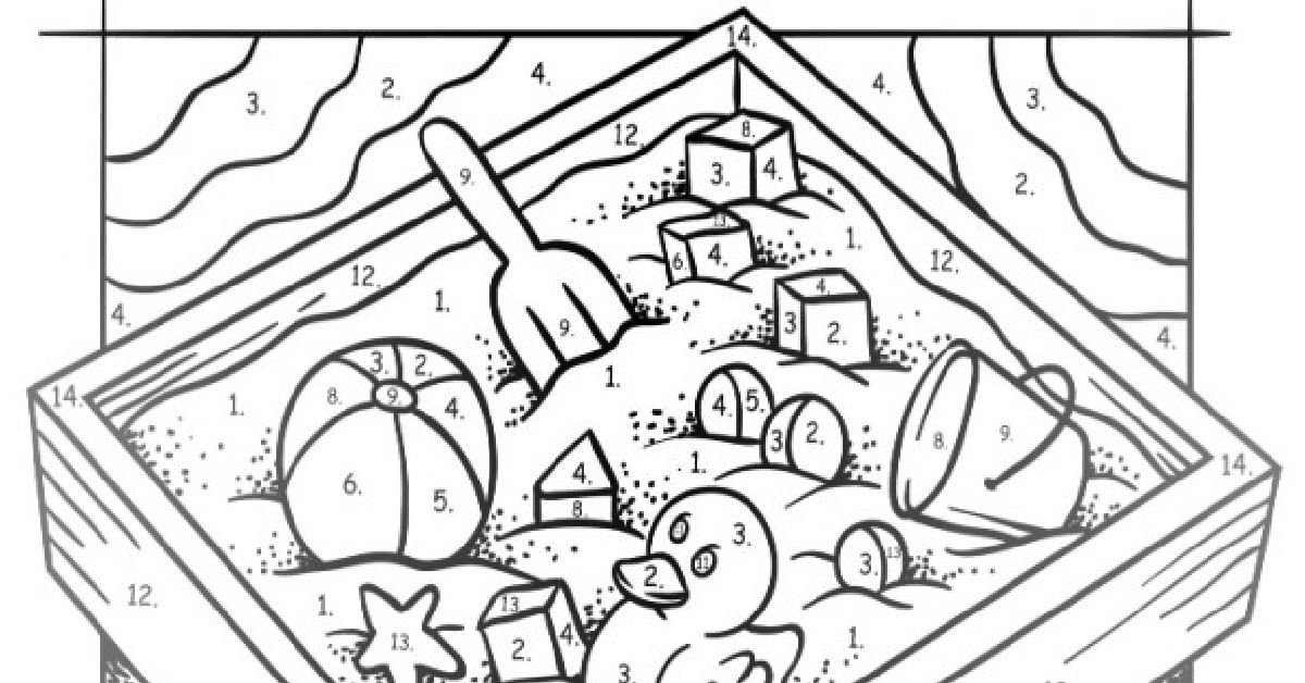 Coloriage par numéro [Numbers 1-13] avec le thème Sandbox