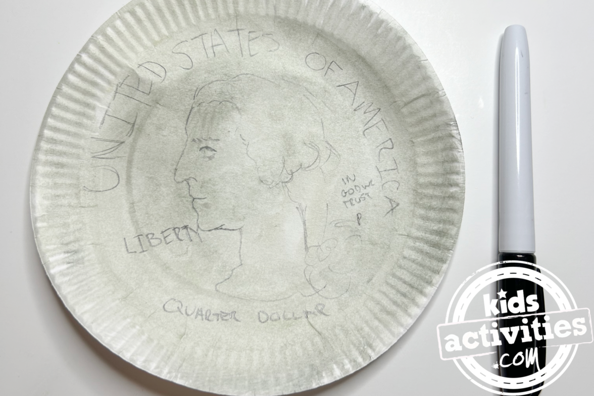 Étape 3 - Bricolage avec un quart d'assiette en papier - Passez en revue ce que vous avez écrit et dessiné avec le marqueur - Blog d'activités pour enfants