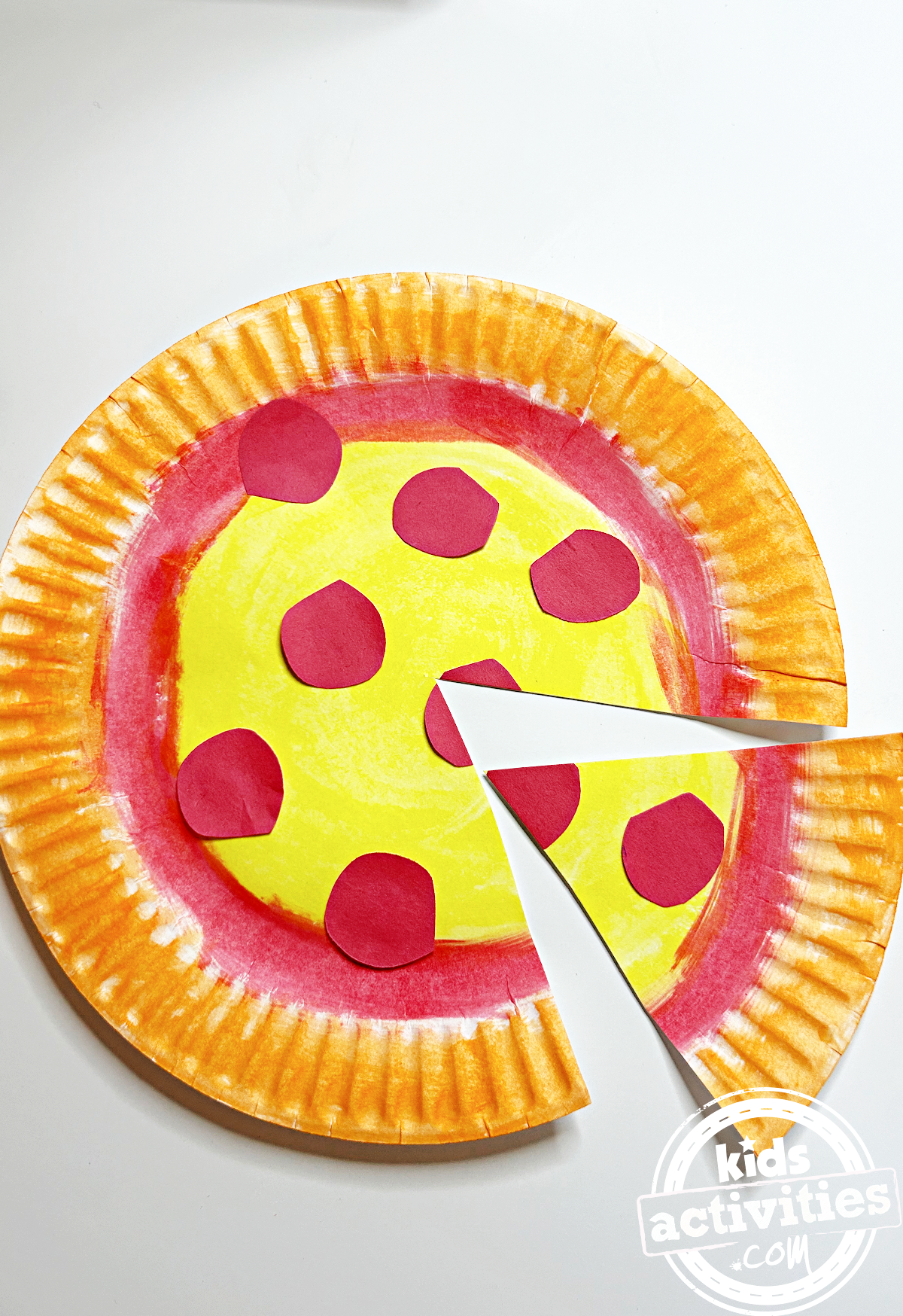 Bricolage terminé - Bricolage avec assiette en papier pour pizza - Bricolage avec pizza terminé - Blog d'activités pour enfants
