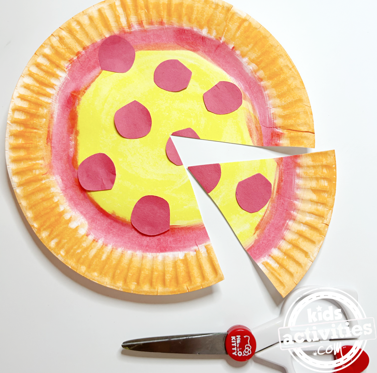 Étape 5 – Bricolage avec une assiette à pizza en papier – découpez votre part de pizza – Blog d'activités pour enfants