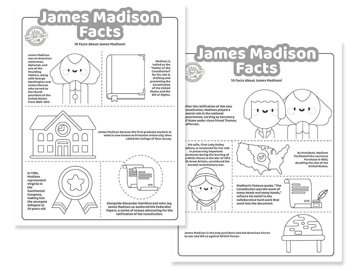 Faits imprimables sur James Madison pour les enfants