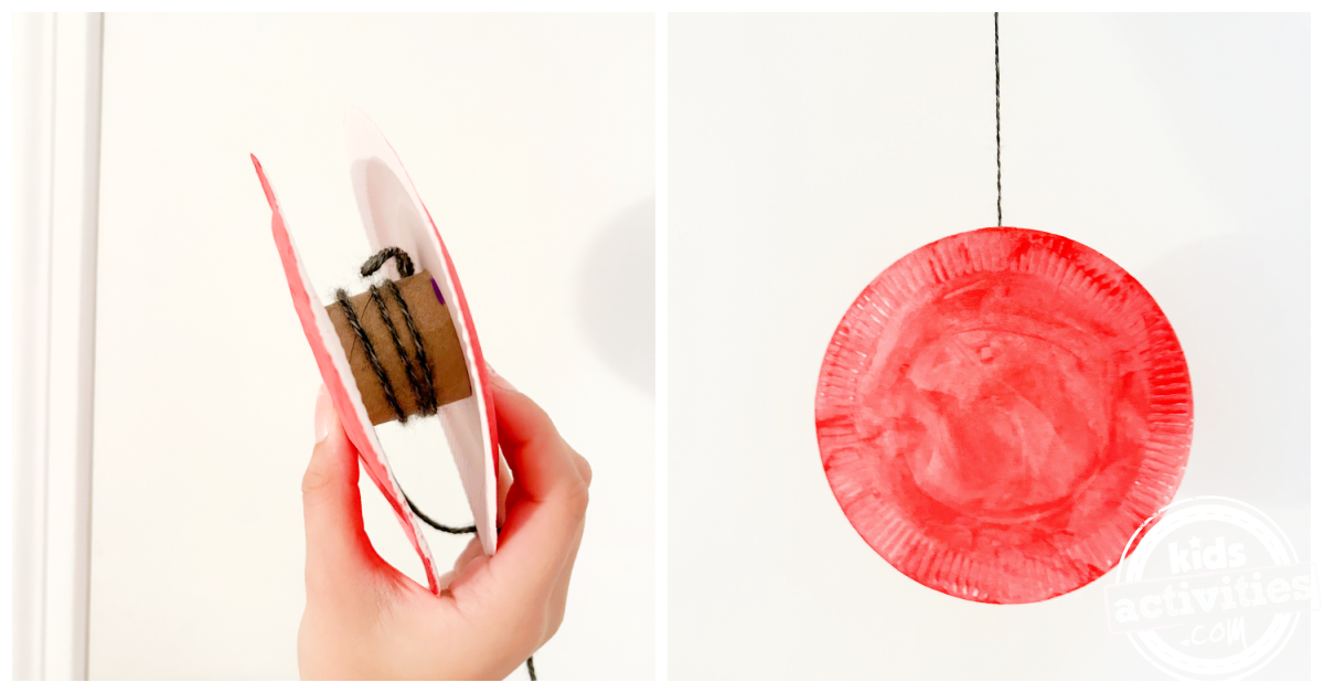 Bricolage sympa avec un yo-yo en assiette en papier