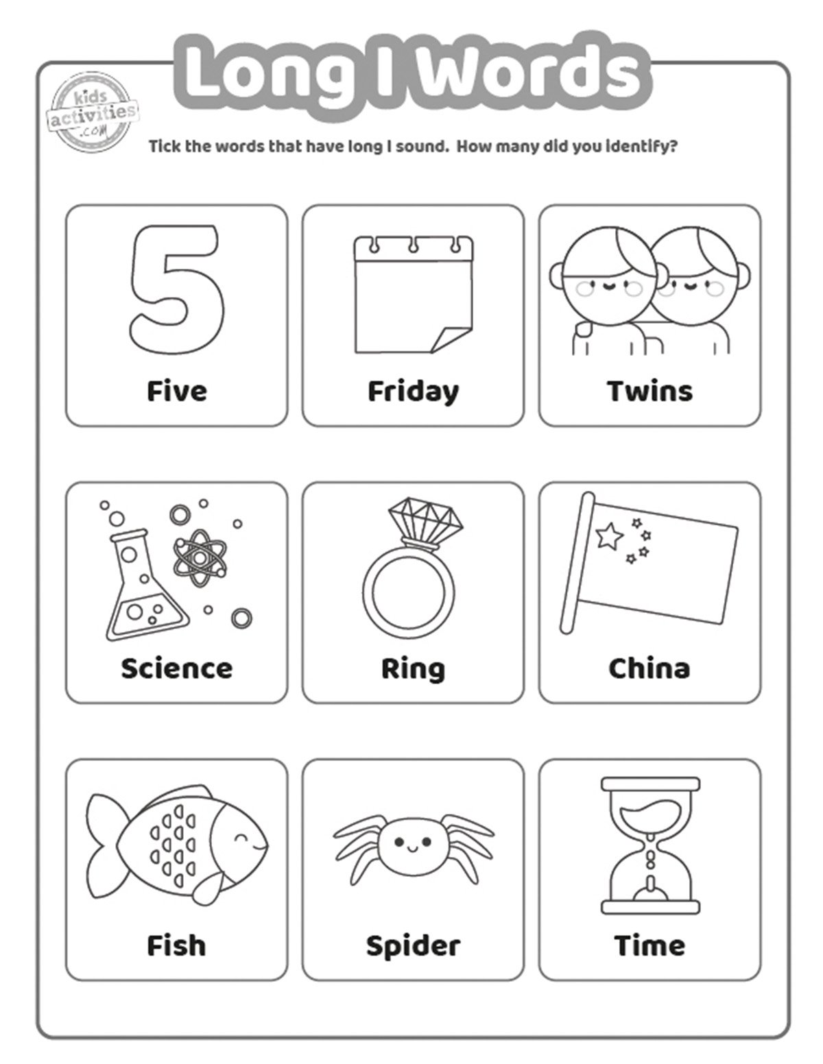Feuilles de travail longues imprimées en noir et blanc sur des feuilles bleu-vert et violet avec des marqueurs assortis sur un fond gris foncé. version PDF imprimée du blog d'activités pour enfants.