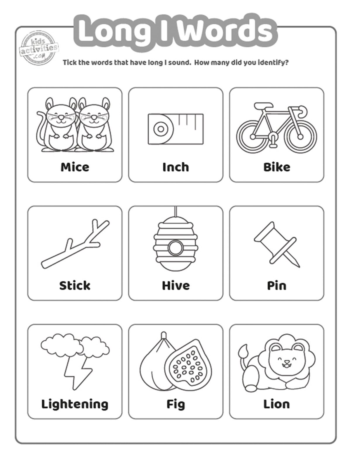 Feuilles de travail longues imprimées en noir et blanc sur des feuilles bleu-vert et violet avec des marqueurs assortis sur un fond gris foncé. version PDF imprimée du blog d'activités pour enfants.