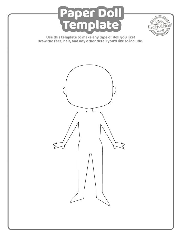 L'image montre une poupée en papier découpée et imprimable avec des instructions sur la façon de l'utiliser. Idée tirée du blog d'activités pour enfants