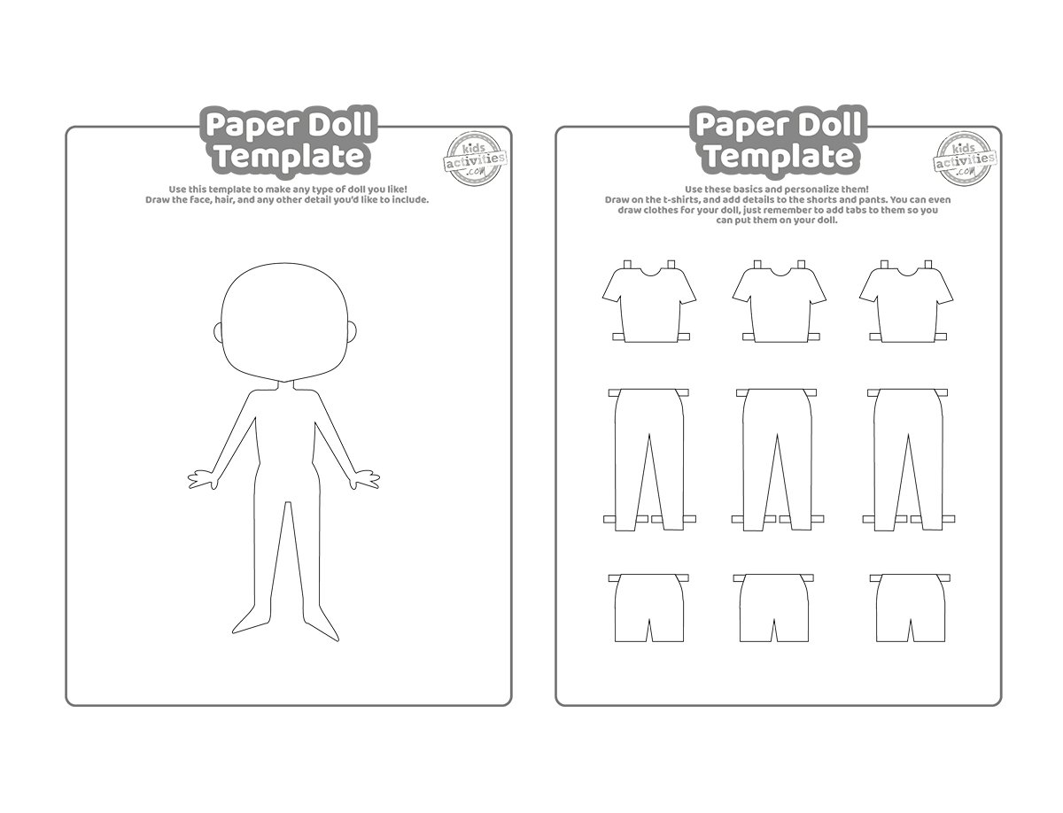 Modèle de poupée en papier imprimable gratuit