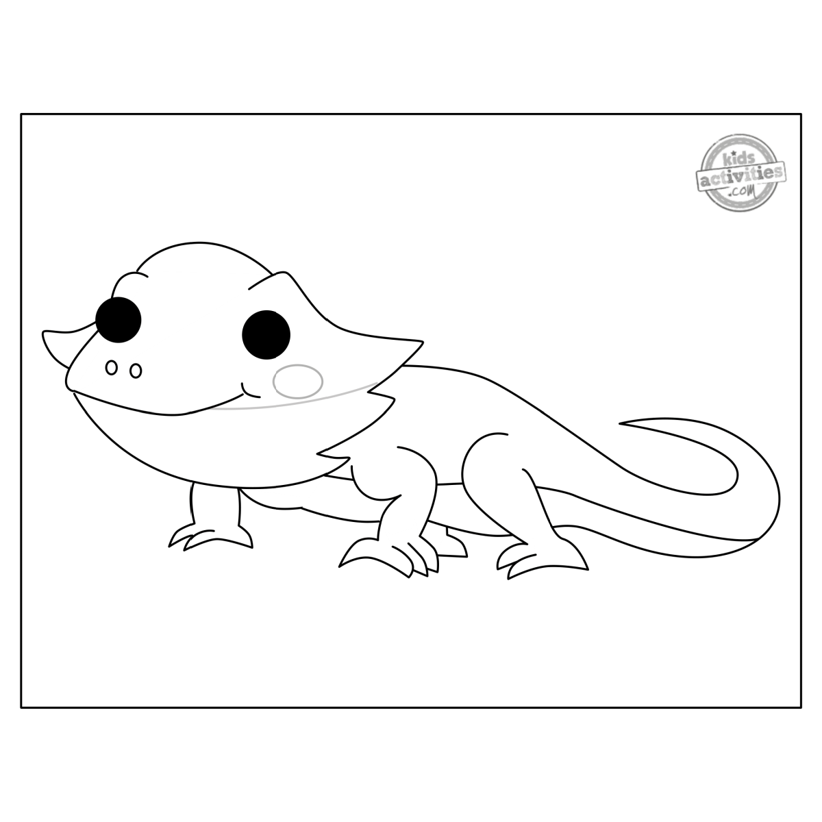 Page de coloriage de dragon barbu imprimable gratuite, feuilles de coloriage en noir et blanc imprimées en PDF - blog d'activités pour enfants