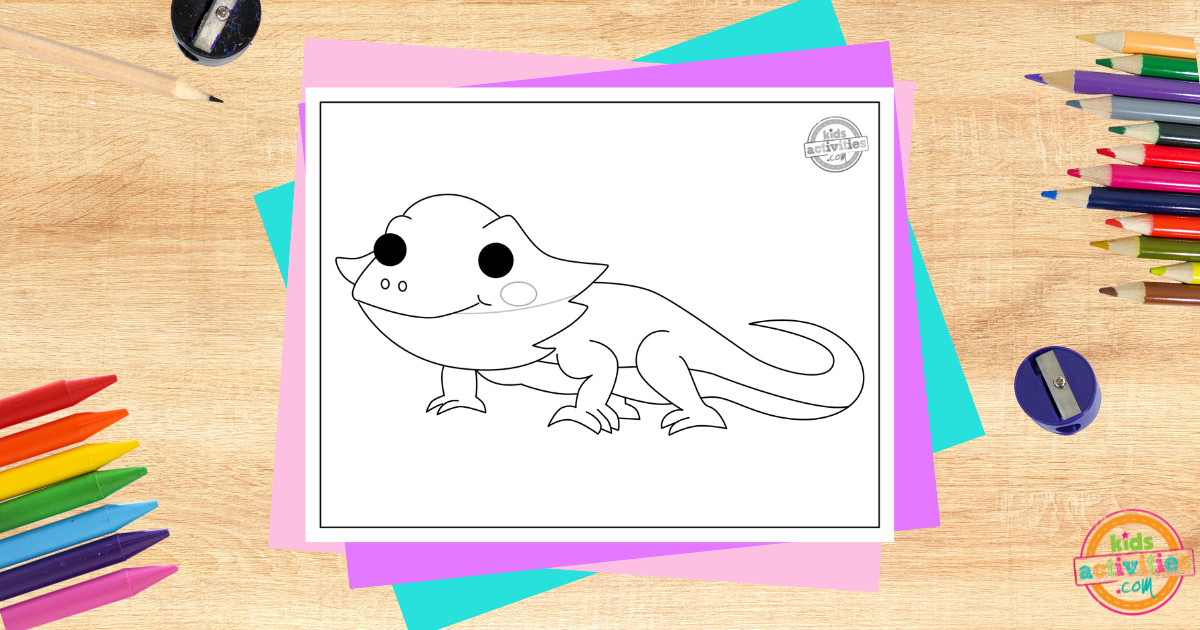 Page de coloriage imprimable de dragon barbu mignon